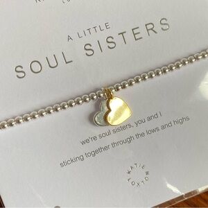 Katie Loxton Soul Sisters Stretchy Bracelet - Silver Heart - Gold Heart - GUC!
